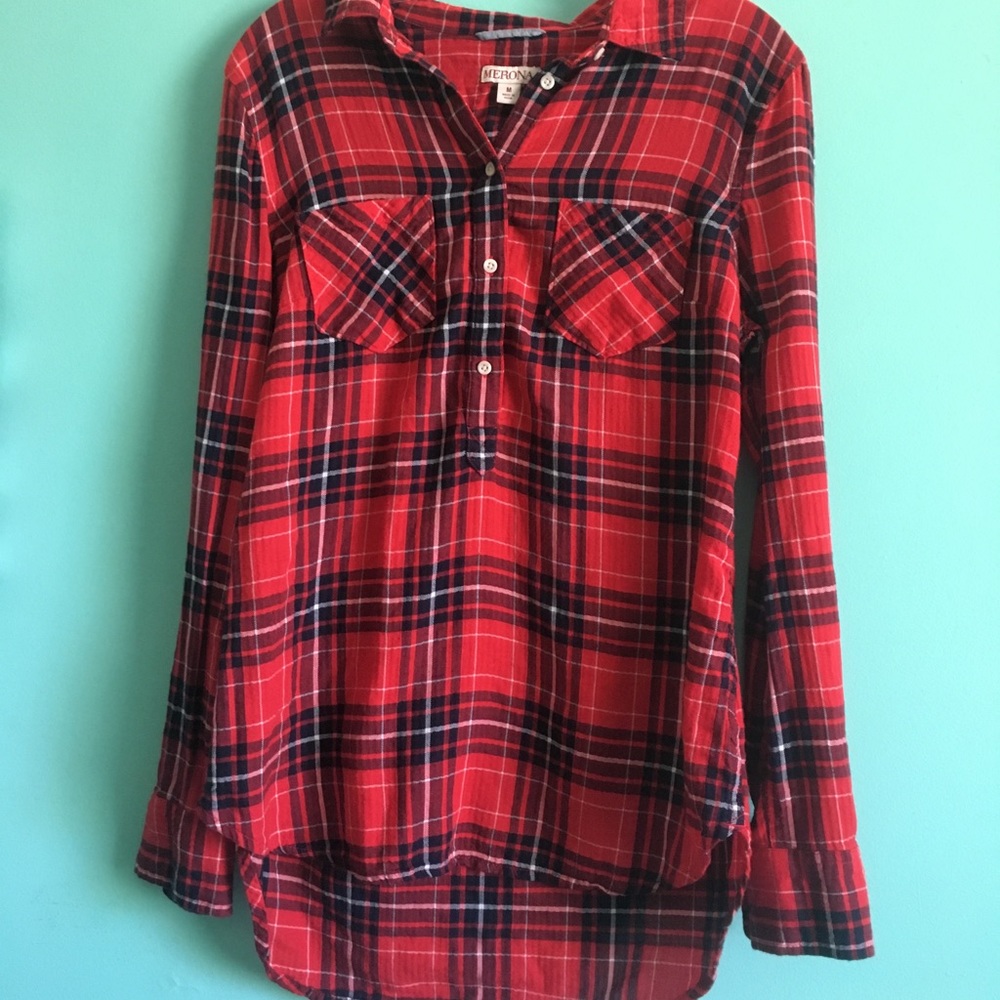 HALF BUTTON FLANNEL SHIRT